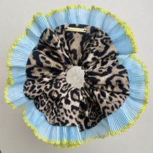 Load image into Gallery viewer, Oversized Leopard Print Scrunchie (Blue)